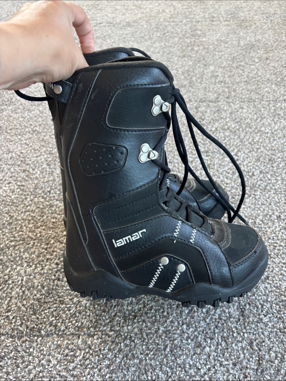 Lamar Kids Black Snow Boots with Lace-Up Closure
